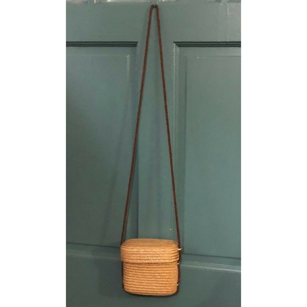 Vintage Walborg Straw Purse Bucket Bag Small Mini